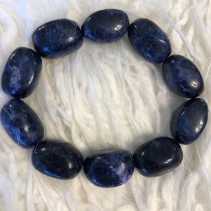 Classic, Boho Chic (M) Genuine blue agate large stone bead stretch bracelet!